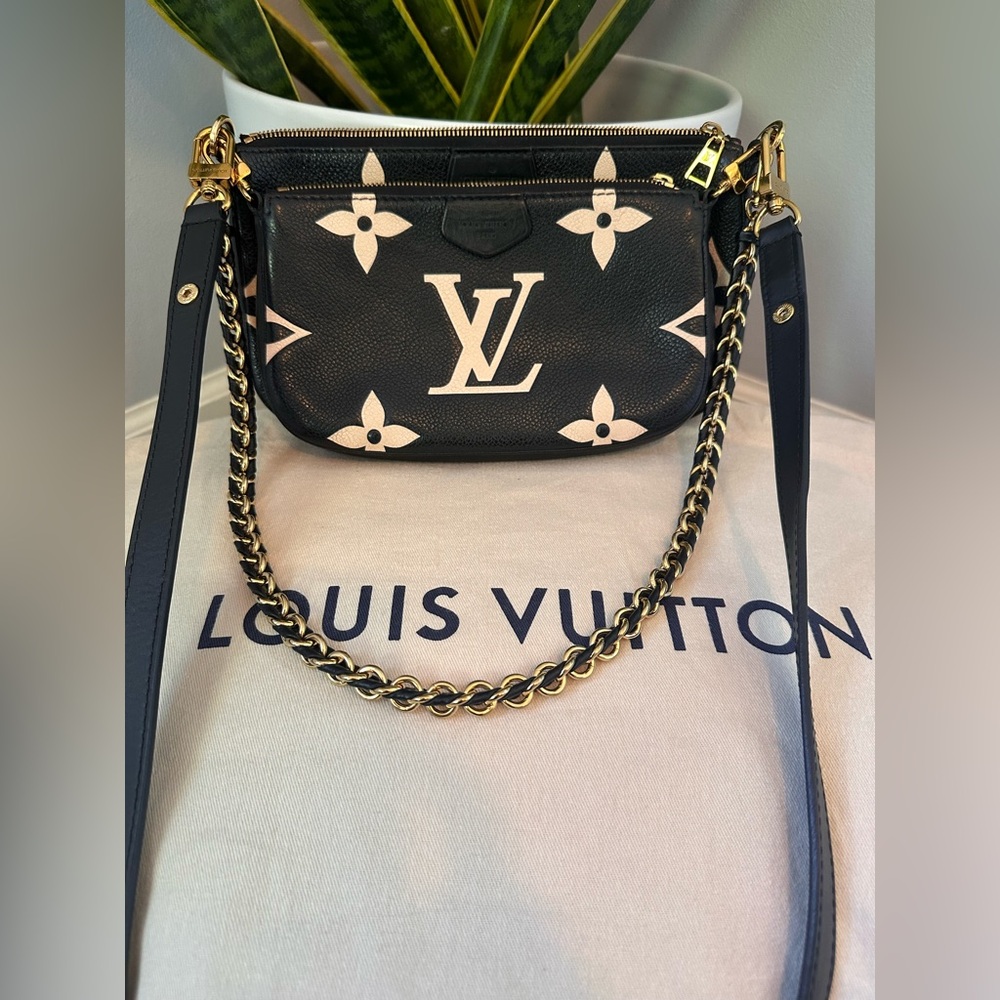 EUC🖤Louis Vuitton Multi Pochette Accessories Bicolor Monogram Empreinte Leather - Picture 2 of 16